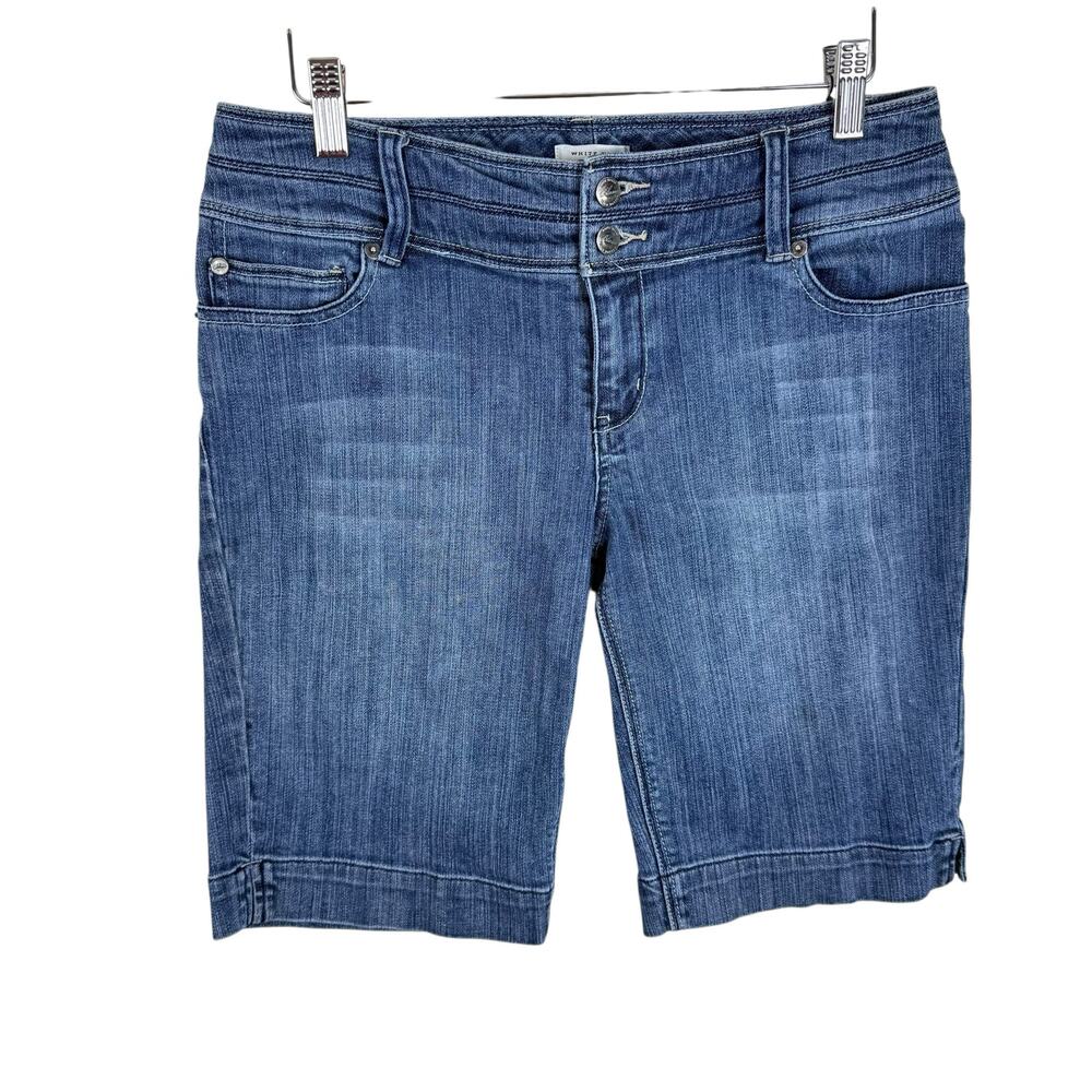 White House Black Market Cotton Medium Wash Mid Rise Denim Bermuda Shorts Size 6